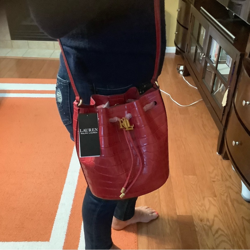 Lauren Ralph Lauren Red Bucket Bag - Picture 2 of 4